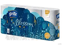 Бумага туалетная, трехслойная, белая, без аромата, «Grite Blossom 8» (8рул./уп. )