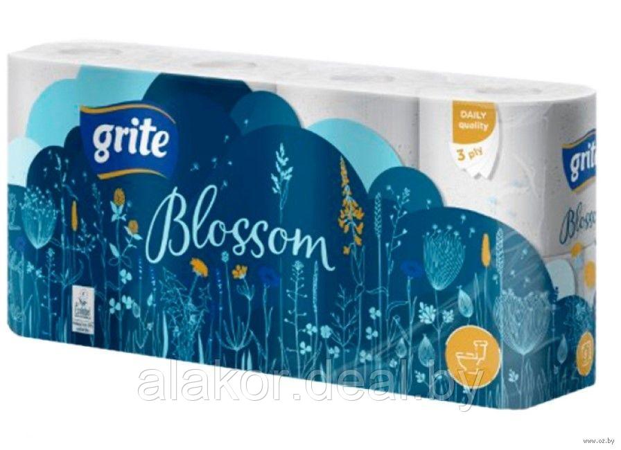 Бумага туалетная, трехслойная, белая, без аромата, «Grite Blossom 8» (8рул./уп. ) - фото 1 - id-p154447694
