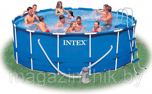 Каркасный бассейн 366 х 99 см Intex 28218 / 54424 Metal Frame Pool, лестница, фильтр насос купить в Минске