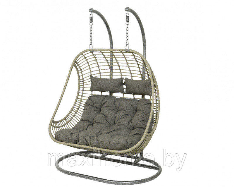 Кресло садовое подвесное  "Рига"  + подушки (2 места) Серый