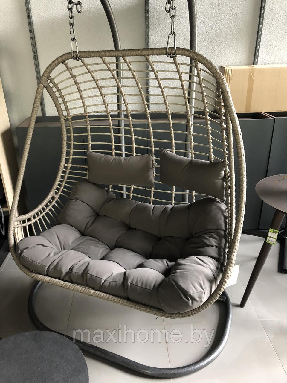 Кресло садовое подвесное "Рига" + подушки (2 места) Серый - фото 2 - id-p154454189