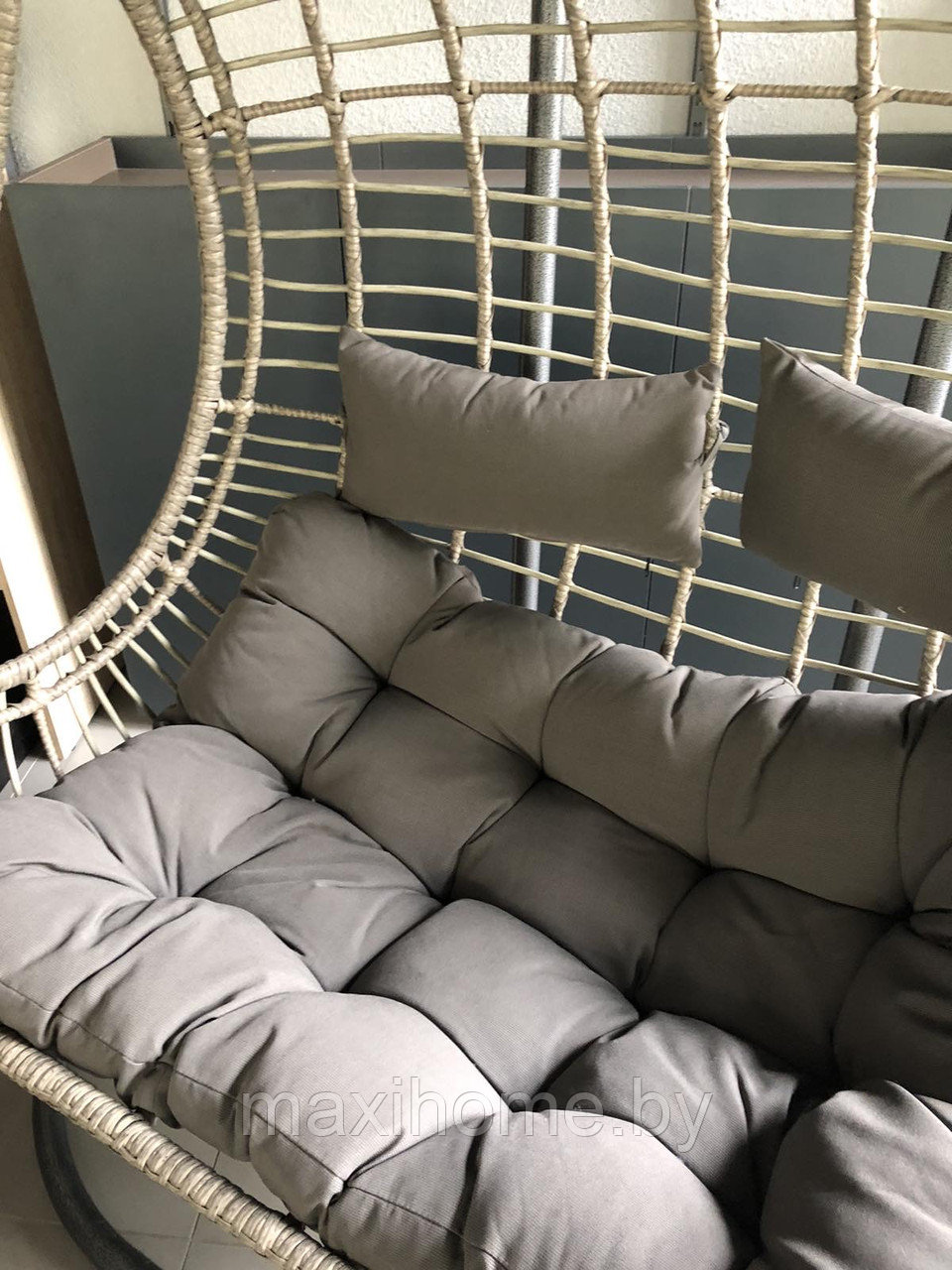 Кресло садовое подвесное "Рига" + подушки (2 места) Серый - фото 3 - id-p154454189