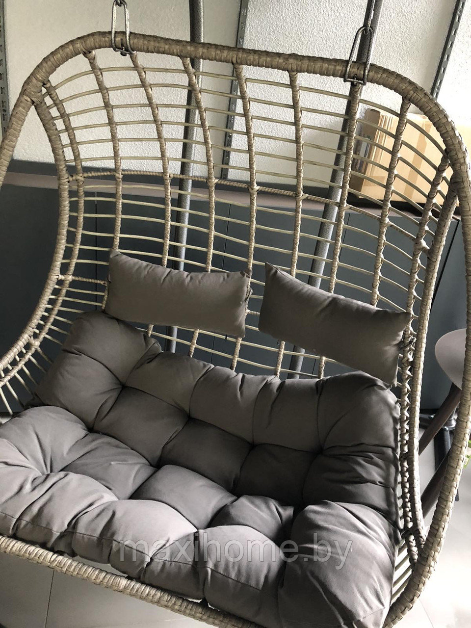 Кресло садовое подвесное "Рига" + подушки (2 места) Серый - фото 4 - id-p154454189