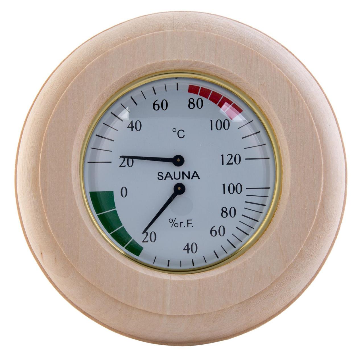 Термометр-гигрометр круг (липа, ольха, термодревесина), фото 1