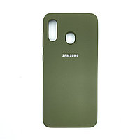 Чехол Silicone Cover для Samsung A20 / A30 / M10s, Темно-оливковый