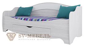 Кровать SV-МЕБЕЛЬ ясень анкор светлый/белый матовый, с ящиком 0,86 x 2,0