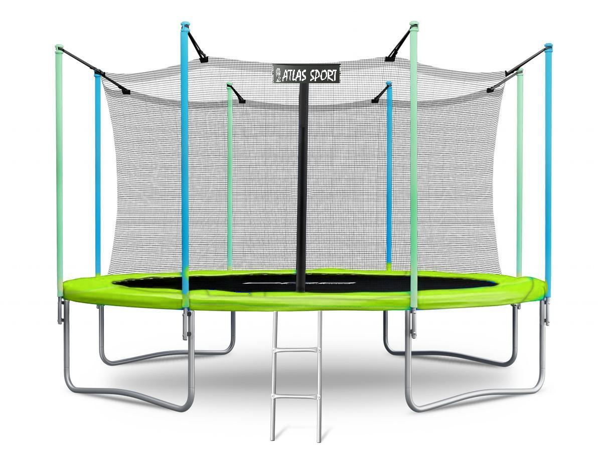 Батут Atlas Sport 435 см (14ft) с внутренней сеткой и лестницей GREEN - фото 1 - id-p154495737