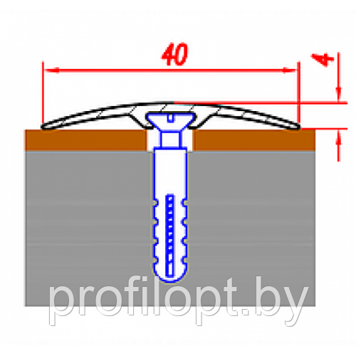 Порог алюминиевый 40 мм. 1,35 м. Дуб гринвич (венге), скрытый крепеж - фото 3 - id-p154496227