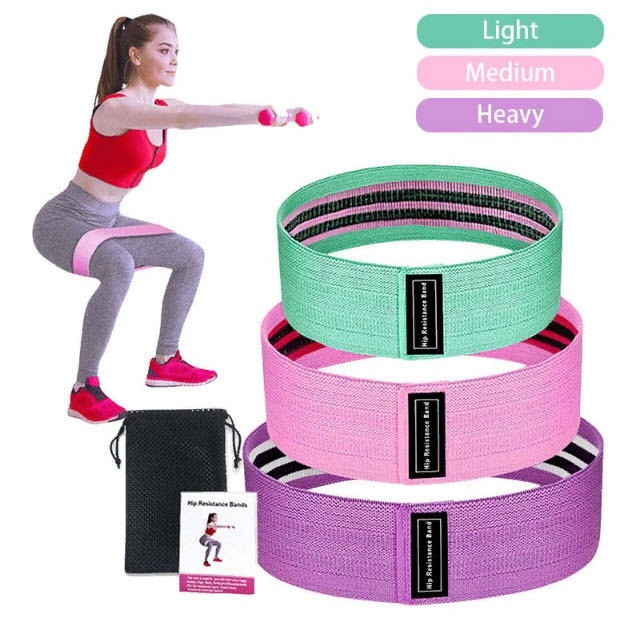 Набор тканевых экспандеров для фитнеса LONG FABRIC RESISTANCE LOOP BANDS 184х4 см 3 штуки чехол для хранения