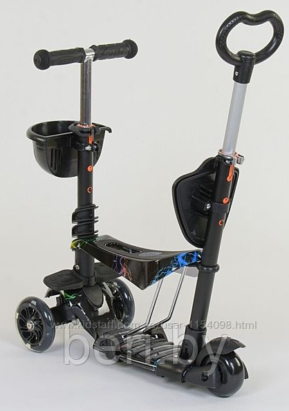 4110 Самокат Scooter 5 в 1 с ПОДНОЖКОЙ и родительской ручкой, принт ГРАФФИТИ - фото 3 - id-p154531124