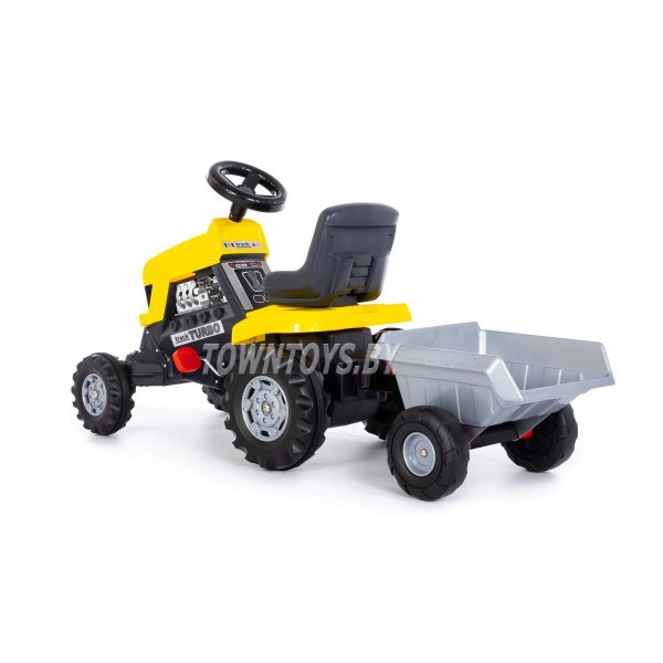 Детская игрушка каталка-трактор с педалями "Turbo" (жёлтая) с полуприцепом арт. 89328 Полесье - фото 3 - id-p154675616