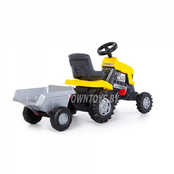 Детская игрушка каталка-трактор с педалями "Turbo" (жёлтая) с полуприцепом арт. 89328 Полесье - фото 4 - id-p154675616