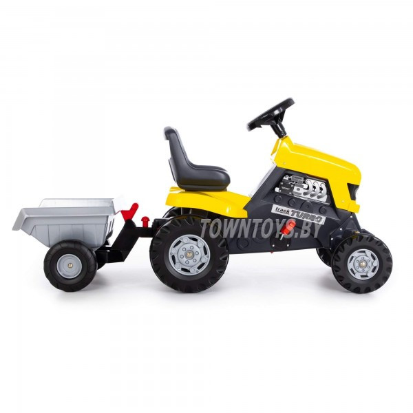 Детская игрушка каталка-трактор с педалями "Turbo" (жёлтая) с полуприцепом арт. 89328 Полесье - фото 5 - id-p154675616