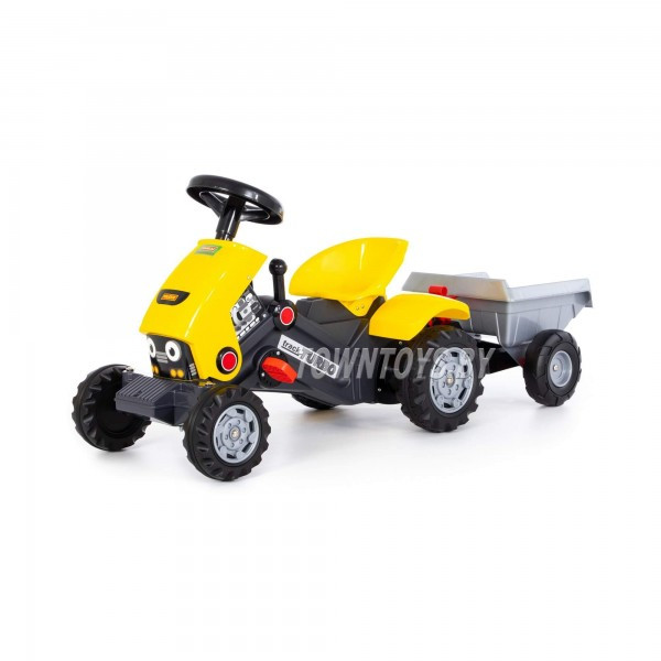 Детская каталка-трактор с педалями "Turbo-2" (жёлтая) с полуприцепом арт. 89342 Полесье - фото 1 - id-p154675618