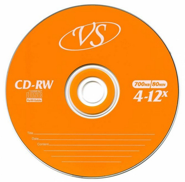 Диск CD-RW 700Mb 4x-12х VS в конверте