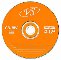 Диск CD-RW VS, 700MB, 4-12x, в конверте (1 штука)