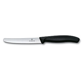 Нож для томатов 11см.черный.волнистое лезвие Victorinox в блистере (2шт)