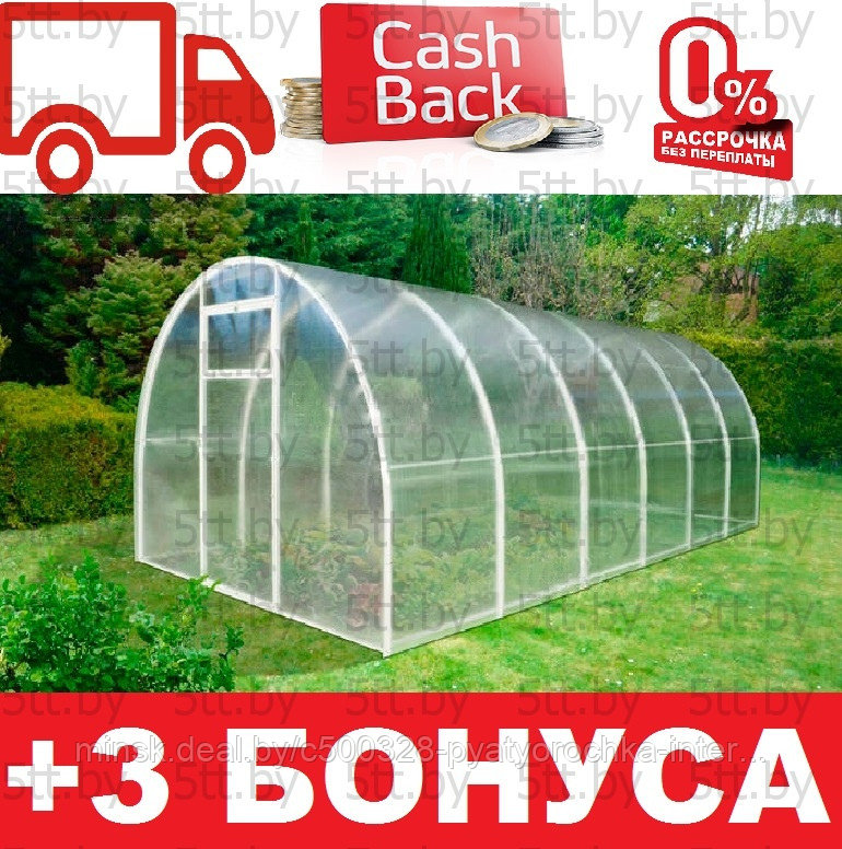 Теплица дачная из поликарбоната 20Ц-0.67Л (4м.) + 3 бонуса