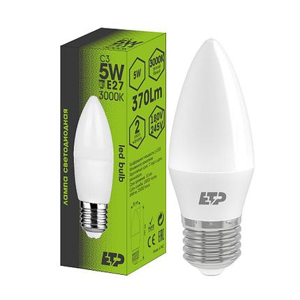 Лампа светодиодная C3 5W 3000К E27 ETP, фото 2