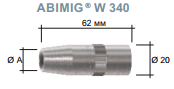 Газовое сопло коническое (5 шт.) 10*62*20 №145.0739 для ABIMIG 340