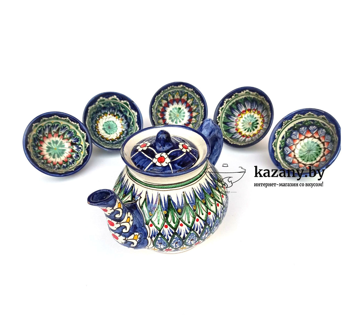 Чайник узбекский керамический. Риштан. 1,5 литр - фото 2 - id-p154748907