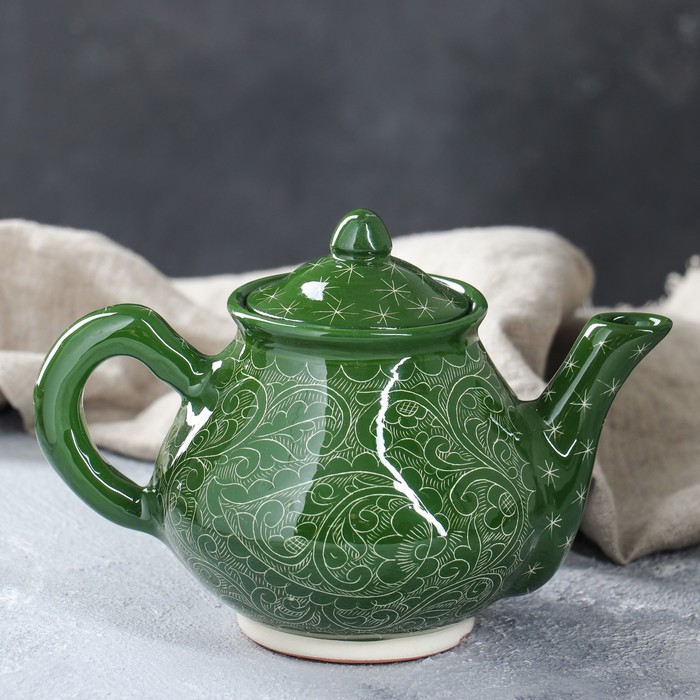 Чайник узбекский керамический зеленый. 1 литр - фото 1 - id-p154754249