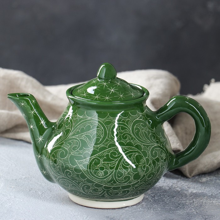 Чайник узбекский керамический зеленый. 1 литр - фото 2 - id-p154754249