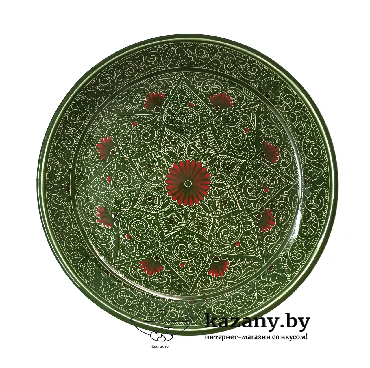 Блюдо для плова д.32см. Ляган узбекский зеленый - фото 3 - id-p154757618