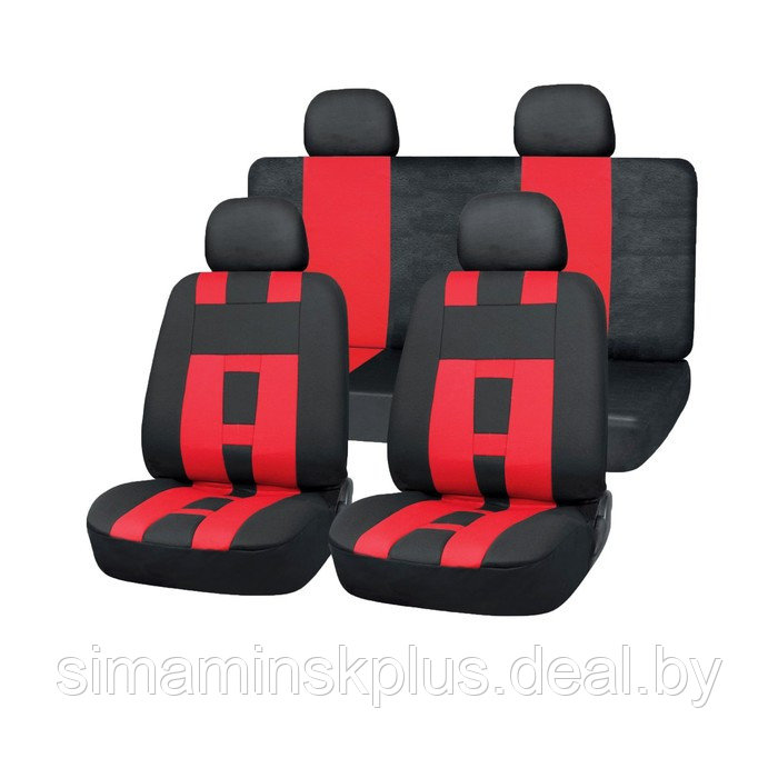 Чехлы сиденья полиэстер 11 предм. Skyway DRIVE черный, красный, S01301025 - фото 1 - id-p154772857