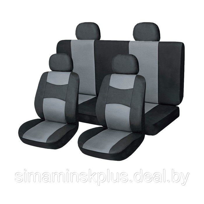 Чехлы сиденья кожа иск. 11 предм. Skyway DRIVE черный, серый, S01301013 - фото 1 - id-p154772890