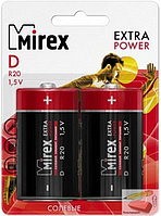 Батарейка солевая Mirex R20 / D 1,5V (2/12/96), в блистере по 2 штуки, цена за 1 штуку