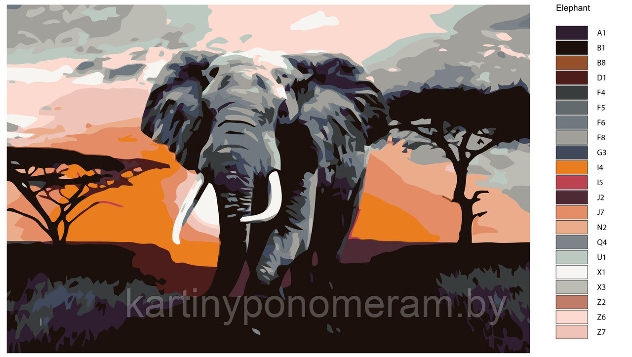 Картина по номерам, 80 x 120, KTMK-Elephant - фото 1 - id-p154828777