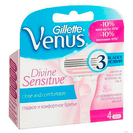 Gillette Venus Divine Sensitive Сменные кассеты для бритья, 4 шт