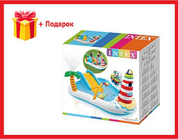 Игровой центр INTEX 57162 Веселая рыбалка с горкой, фонтаном, игрушками и мячами, интекс