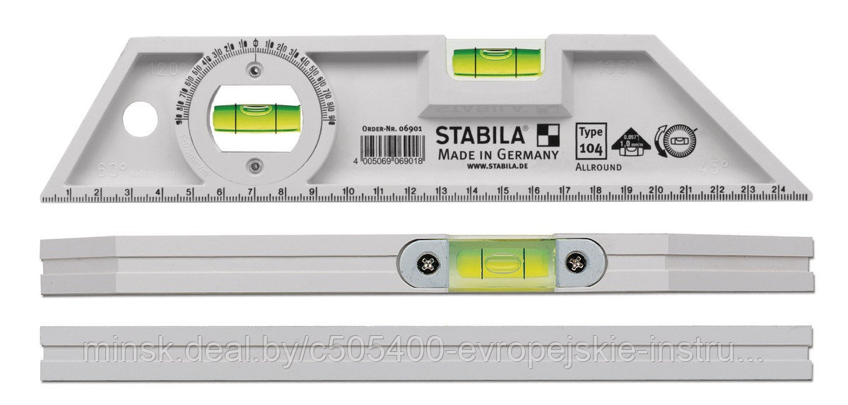 Пластиковый уровень STABILA Type 104 Allround (с подвижной камерой) - фото 1 - id-p154912837