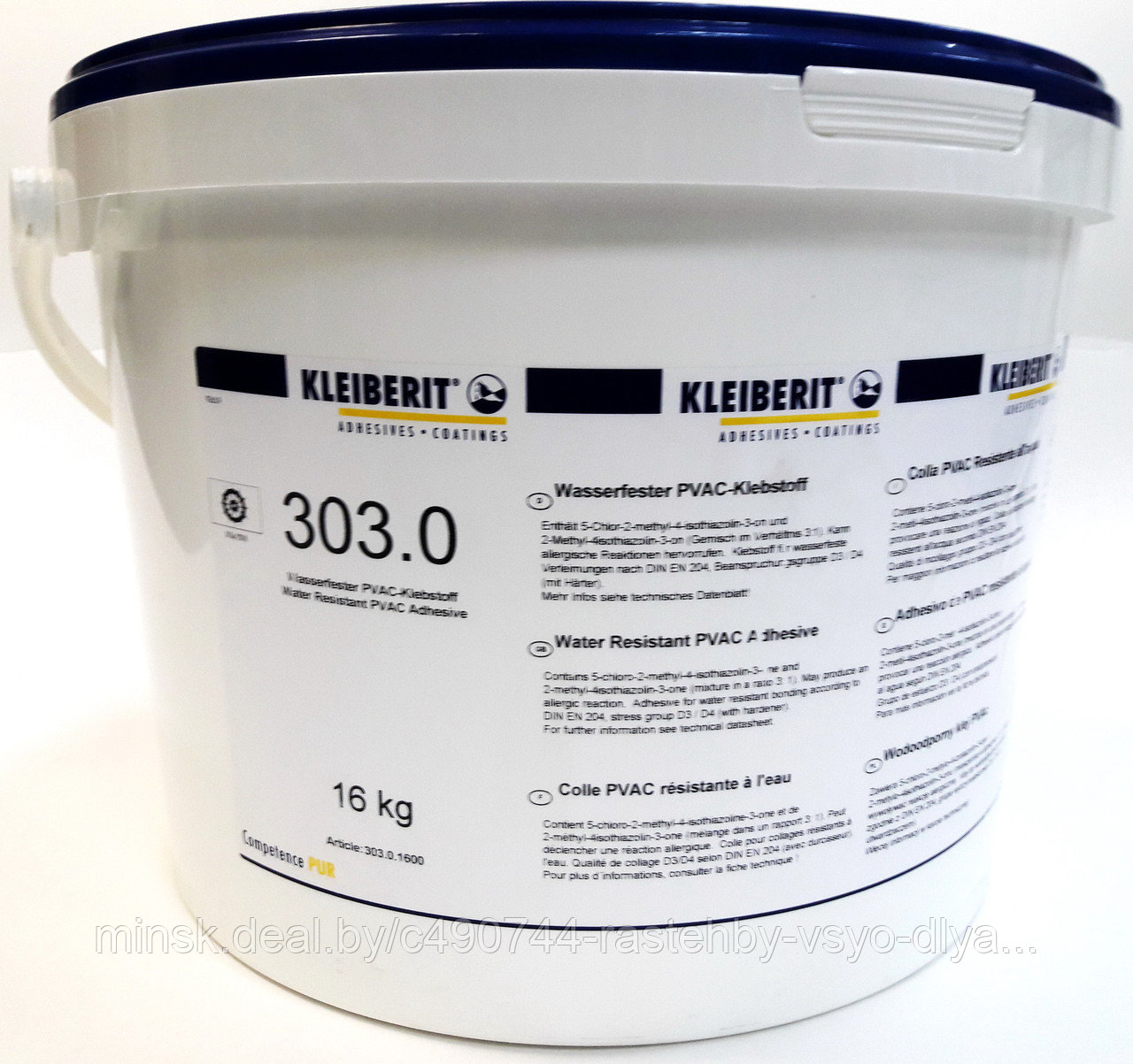 303.0 Kleiberit универсальный cтолярный клей для шпона, HPL, CPL, массива, D3/D4, 16 кг