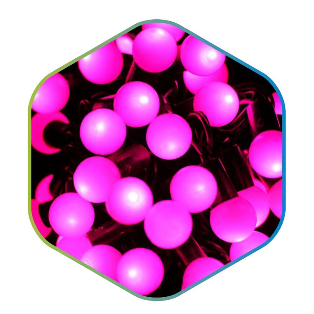 Гирлянда светодиодная LSB-100L-10м шарики, черный провод, розовая - фото 1 - id-p127533773