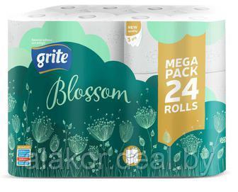 Бумага туалетная, трехслойная, белая, без аромата, «Grite Blossom 24» (24рул./уп. ) - фото 1 - id-p154963969