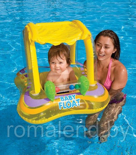 Надувные водные ходунки с тентом Intex Baby Float, размер 81х66 см, арт.56581NP - фото 3 - id-p154967015