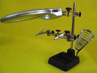 Светодиодная гибкая лупа-лампа 16 Led для паяния микросхем Третья рука TE-802 с двумя лупами 85мм2.5Х (21мм4Х)