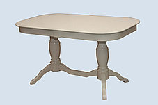 Стол обеденный раздвижной из массива дерева ольхи Арго белый (Cream White//Белый//Сатин//Серый) Мебель-Класс, фото 3
