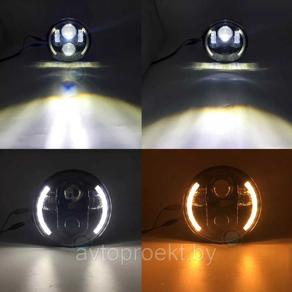 Фары передние светодиодные LED 7 40W с ходовым огнем и поворотом (K006-5) - фото 2 - id-p135412941