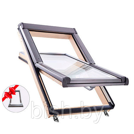 Мансардное окно Roto Designo R45 HN WD (65×118) из дерева центрально-поворотное с термоблоком