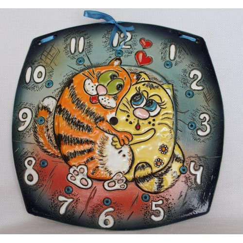 Сувенир часы два кота, 27*27 см. арт. нвп-21304 - фото 1 - id-p155005989