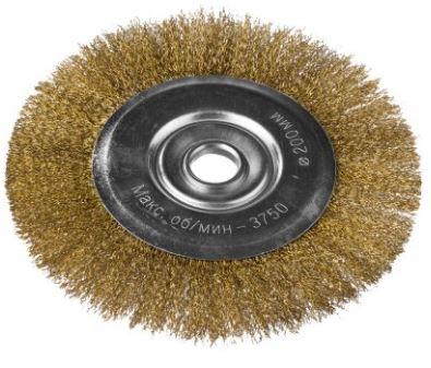 Щетка DEXX дисковая для УШМ, витая стальная латунированная проволока 0,3мм, 200мм/22мм - фото 1 - id-p154888430