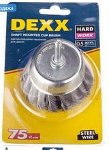 Щетка DEXX чашечная со шпилькой, жгутированные пучки стальной проволоки 0,5мм, d=75мм