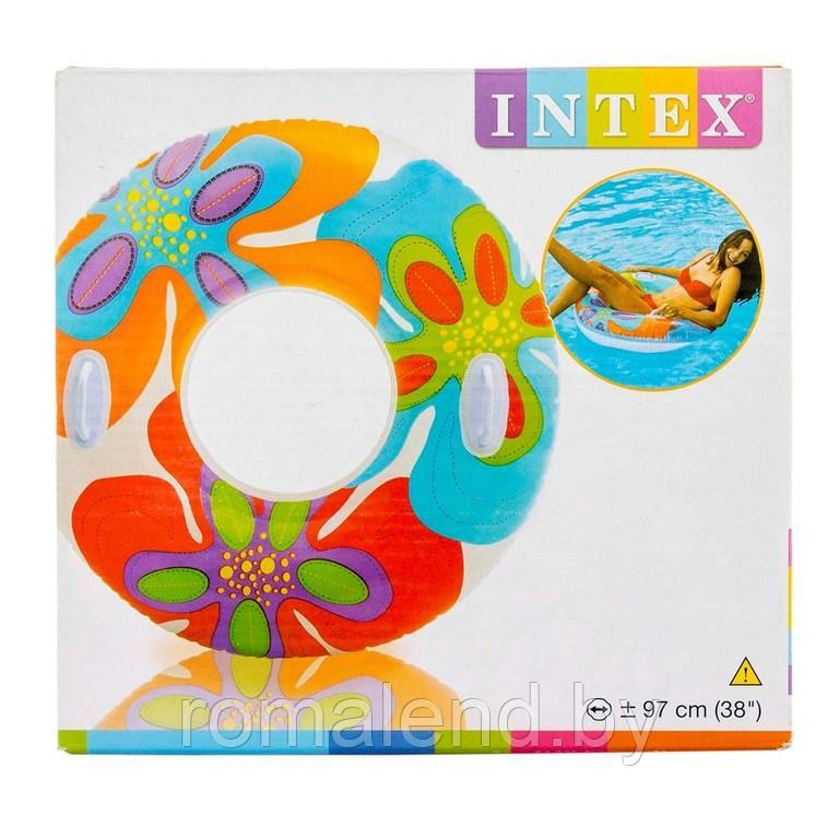 Надувной круг прозрачный с ручками INTEX, от 9 лет, 3 цвета (97х97см). арт.58263NP - фото 2 - id-p155027860