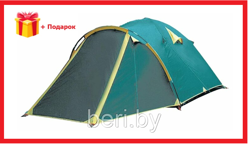 TRT-77 Палатка туристическая Tramp STALKER 4 (V2), 6000 мм в.ст., 4-х местная - фото 1 - id-p147689658