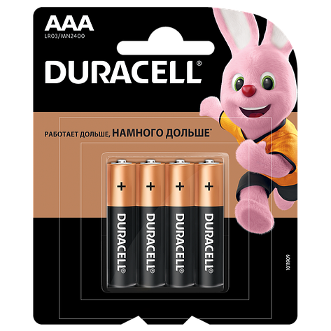 Батарейки alkaline Duracell, AAA, LR03/MN2400, 4 штуки/упаковка, фото 2