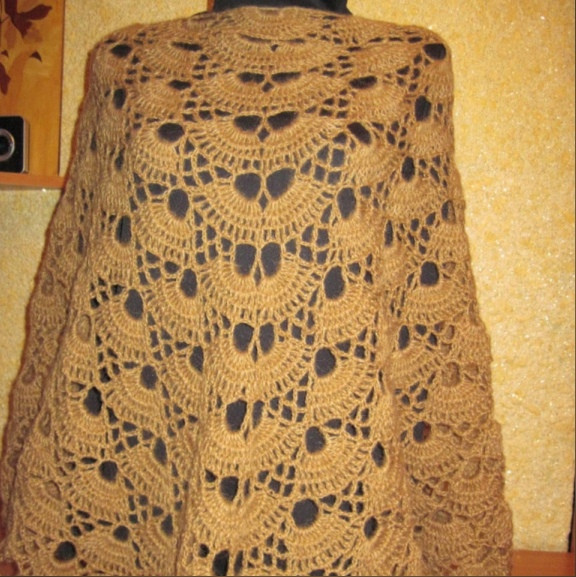 Платок женский теплый бежевый полушерсть - фото 9 - id-p5567765
